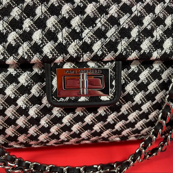 💔SOLD! NWT KARL LAGERFELD DOUBLE FLAP DOUBLE CHAIN 2 WAY BAG - Picture 5 of 16